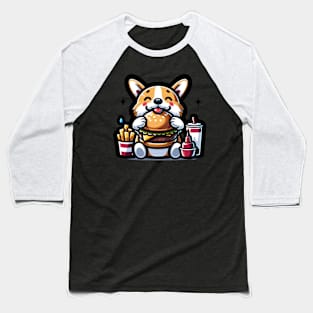 corgi eating fast food Baseball T-Shirt